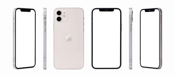 土耳其安塔利亚 2021年1月2日 新发布的Iphone 12白色造型套装 不同角度 — 图库照片