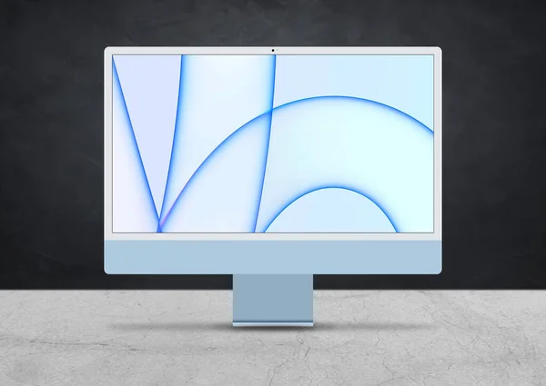 土耳其安塔利亚 2021年5月20日 2021年新型蓝色Apple Imac M1的霜冻视图 — 图库照片