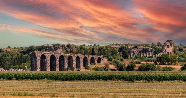 Aquaducten Oude Stad Aspendos Antalya Turkije — Stockfoto