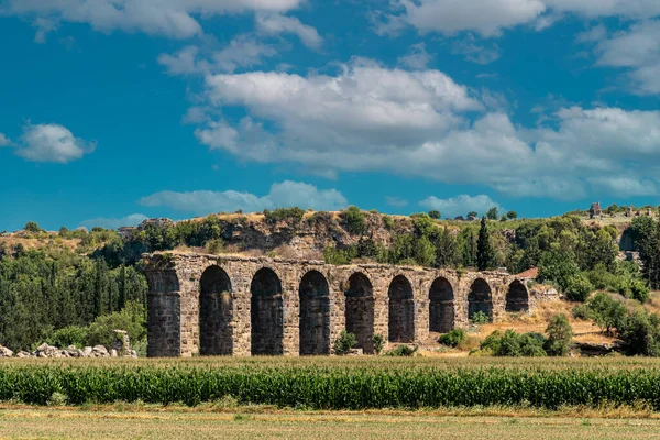 Aqueducs Dans Ancienne Ville Aspendos Antalya Turquie — Photo