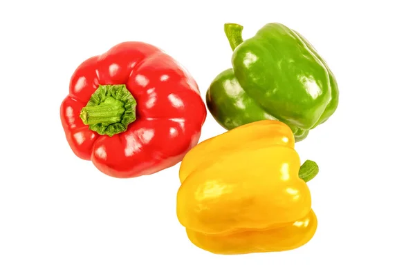 Fresh Sweet Yellow Green Red Pepper Isolated White Background — Stock Photo, Image