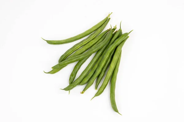 Pile Green French Beans Isolated White Background — Stock Photo, Image