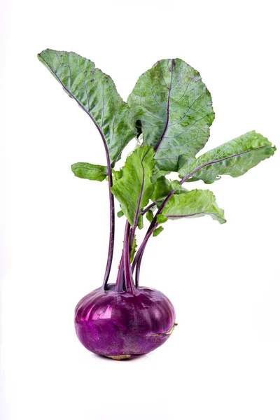 Fresh Red Kohlrabi Isolated White Background Healthy Food — Stock Photo, Image