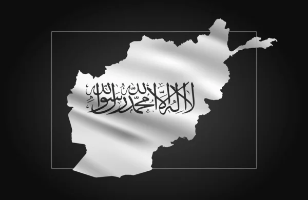 Afghanistan Kaart Binnen Taliban Vlag Zwarte Helling Achtergrond — Stockvector