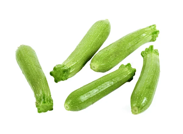 Fresh Harvest Baby Zucchini Courgette Organic Garden White Background — Stock Photo, Image