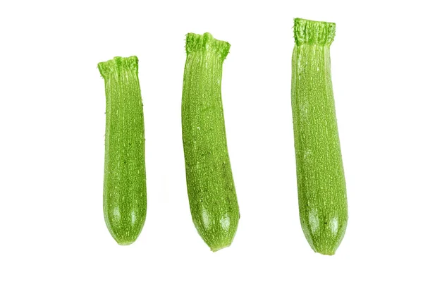 Fresh Harvest Baby Zucchini Courgette Organic Garden White Background — Stock Photo, Image