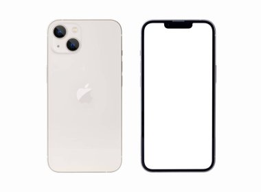 Antalya, Türkiye - 15 Eylül 2021: Yeni çıkan iphone 13 yıldız ışığı modeli arka ve ön açılarla ayarlandı