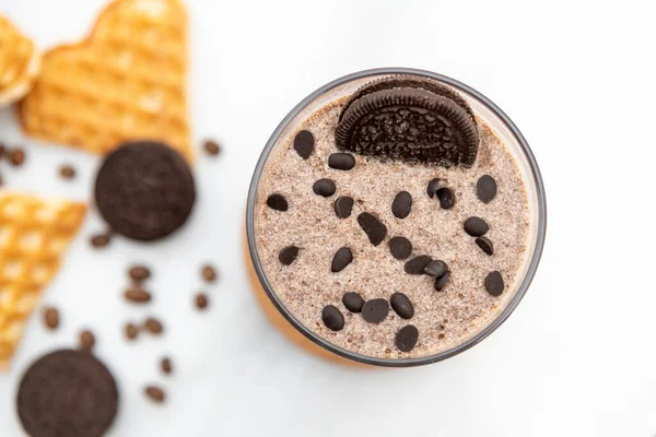 Creamy Chocolate Biscuit Chocolate Delicious Milkshake — Stok Foto