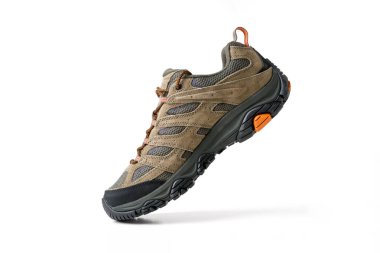 Antalya, Turkey - October 09, 2025: Merrell Moab 3 Gore-Tex waterproof hiking shoe with Vibram sole for rugged outdoor terrain