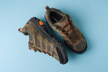 Antalya, Turkey - October 09, 2025: Merrell Moab 3 Gore-Tex waterproof hiking shoe with Vibram sole for rugged outdoor terrain