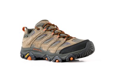 Antalya, Turkey - October 09, 2025: Merrell Moab 3 Gore-Tex waterproof hiking shoe with Vibram sole for rugged outdoor terrain