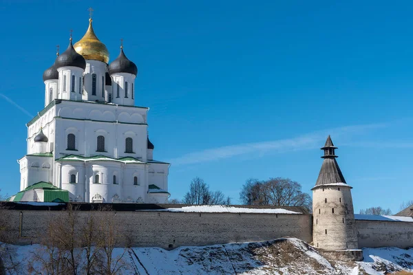 Rusya Pskov Kremlin Kış Manzarası — Stok fotoğraf