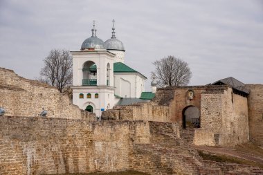 Antik Izborsk kalesi. Izborsk şehri. Rusya. 