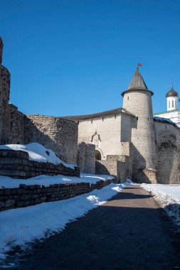 Rusya, Pskov Kremlin, kış manzarası