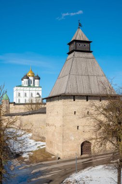 Rusya, Pskov Kremlin, kış manzarası