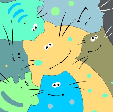 Komik çok renkli kedi.