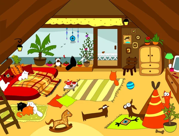 Vector Cartoon Illustration Aus Der Serie Cozy House — Stockvektor