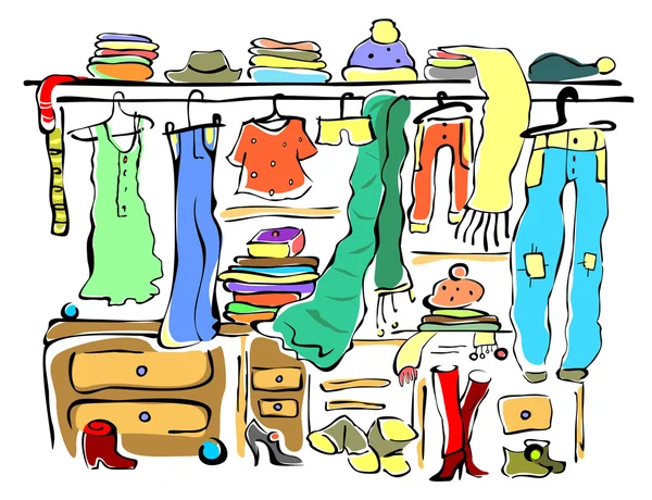 Women's wardrobe — Stock Vector