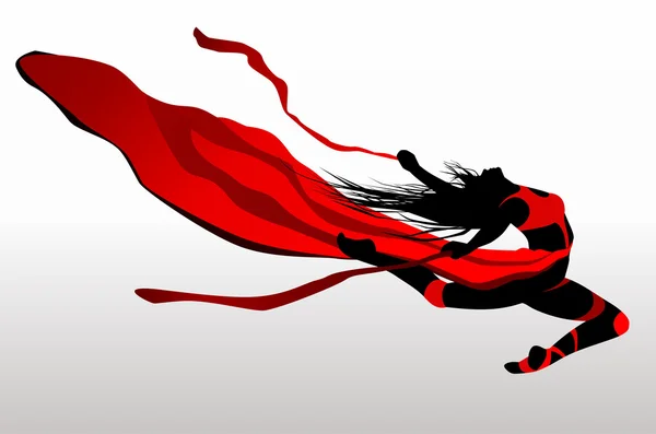 Belle fille dansant en robe rouge . — Image vectorielle