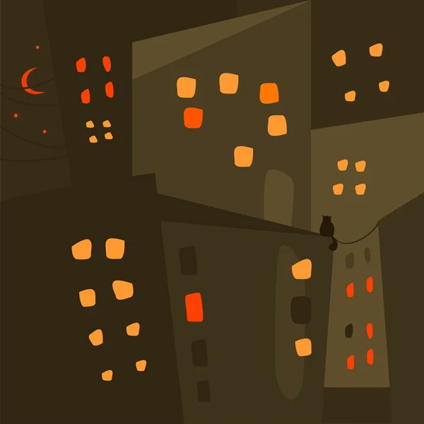 Ciudad nocturna. vector — Archivo Imágenes Vectoriales