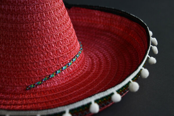 Mexican sombrero red on a black background