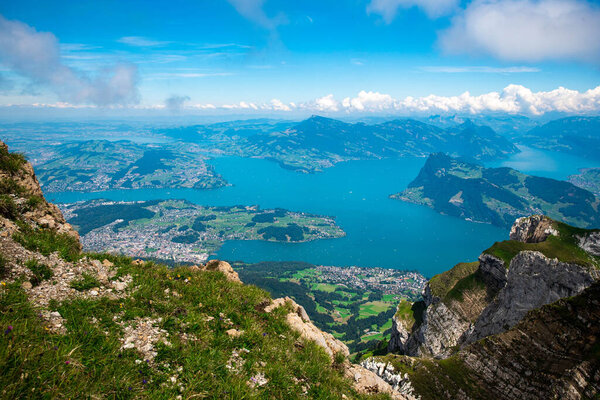 View on Lac des Quatre-Cantons from mount Pilatus