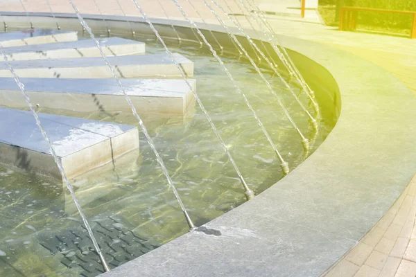 Fountain Splashes Outdoor Town Public Park Summer Season Day Holidays — Stock Photo, Image