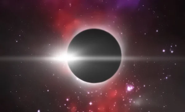 Eclipse Solar Total Vista Desde Espacio Exterior Con Estrellas Fondo — Foto de Stock