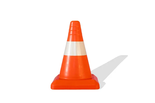 Um cone de tráfego simples isolado, construção de segurança abstrata na estrada de rua — Fotografia de Stock
