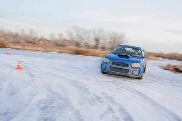 A snow season driving, drift ice winter car tires — Stock Photo, Image