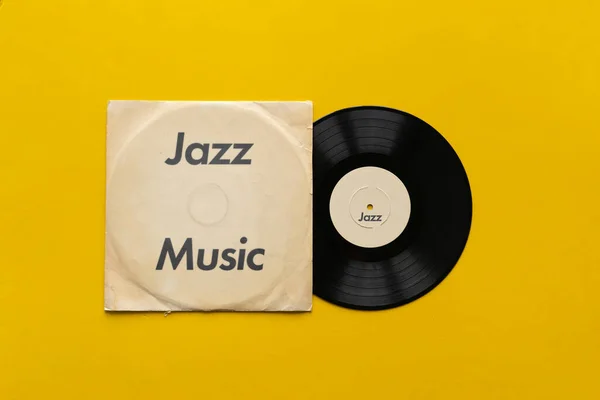 A jazz music on the old retro vinyl disc lp record, audio vintage album — Stock Photo, Image