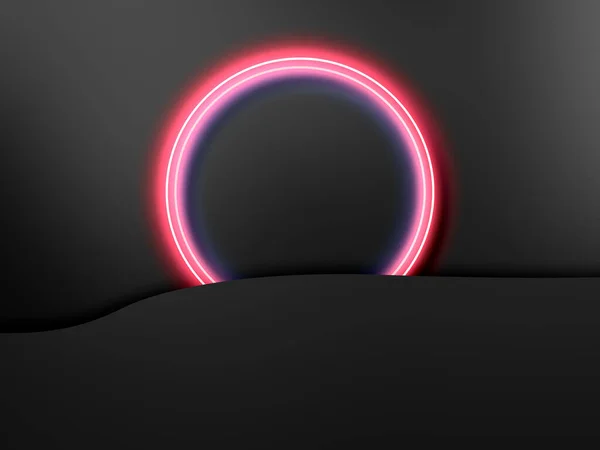 Un modello astratto di sfondo scuro con spazio di copia luce al neon cornice vuota — Foto Stock