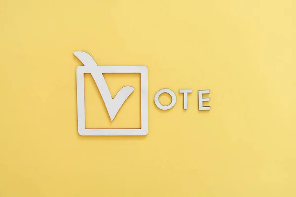 추상적 인 체크 박스 투표 기호, 창조적 인 아이콘 프레임 과 문자, 민주주의 개념 — 스톡 사진