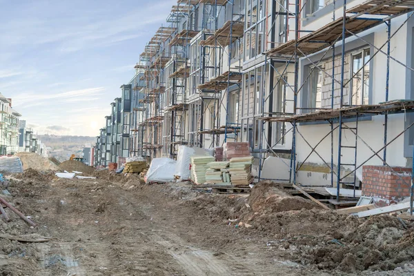 Eine Baustelle für den Bau von Wohnungen, Industriearbeitsplätze — Stockfoto