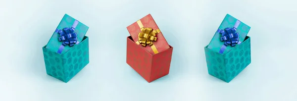Set of gift box presents collection isolated on the color background — Stock Photo, Image