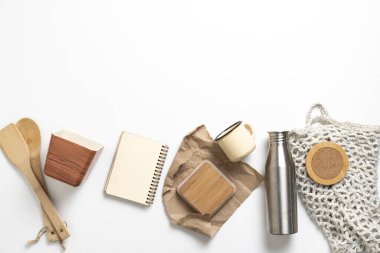 şık yeniden kullanılabilir çevre dostu aksesuarlar, düz konum ögeleri seti