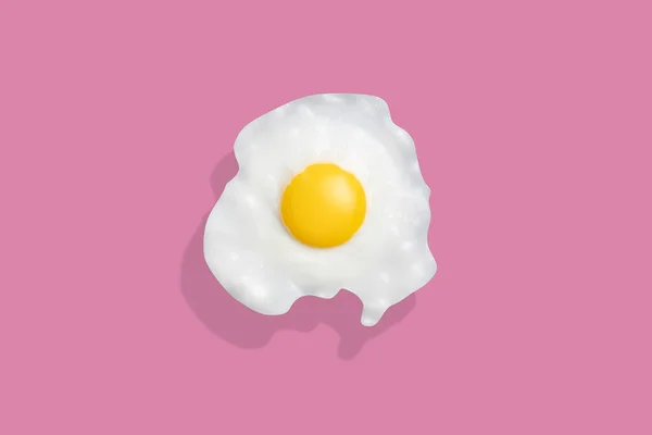 A simple flying floating fried egg isolated on pastel color background, trendy minimalistic design — 图库照片