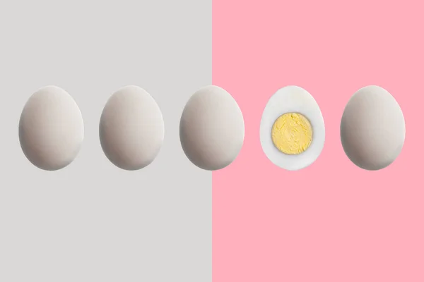 The individuality concept, a single unique egg among the usual ones, difference idea — 图库照片