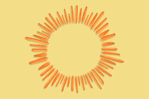 A fresh raw carrot creative flat lay layout isolated, organic vitamin ingredient — Stockfoto