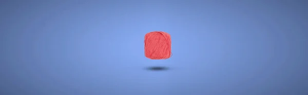 Um único fio de tricô colorido simples flutuar no ar, isolado — Fotografia de Stock