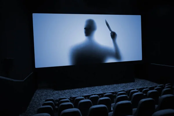 Una pantalla digital abstracta con una película de terror, concepto de noche oscura —  Fotos de Stock