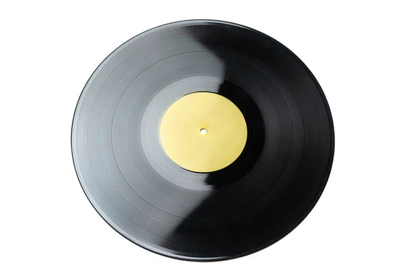 Disque vinyle avec étiquette isolée sur la surface blanche b — Photo