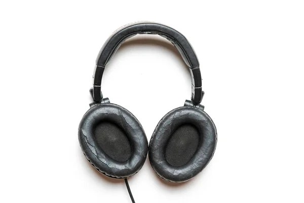Old used headphones isolated on white background — Stock Photo, Image