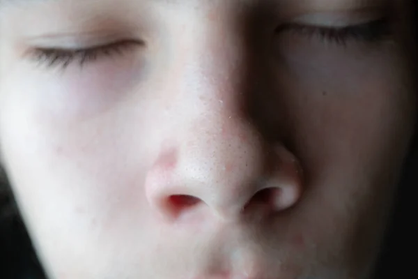 Macro ravvicinata di un naso umano, parti del corpo — Foto Stock