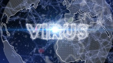 bilgisayar virüsü metin konsepti, sanal arayüzler