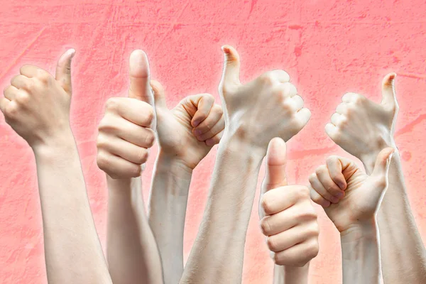 Group of people raise their thumbs up b — Stock Photo, Image