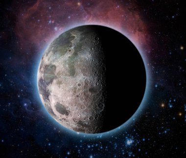 Yörüngedeki inanılmaz ay gölgelerle kaplıydı. Bu görüntünün elementleri NASA B tarafından sağlandı.