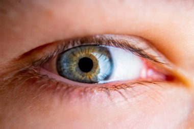 Çekici bir adamın makro gözünü kapat.