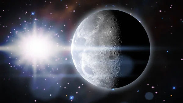 Luna increíble en la órbita cubierta de sombra, elementos de esta imagen amueblada por nasa b — Foto de Stock