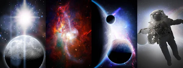 Space science collage consisting of planets and cosmos, elements of this image furnished by nasa b — Stock Photo, Image